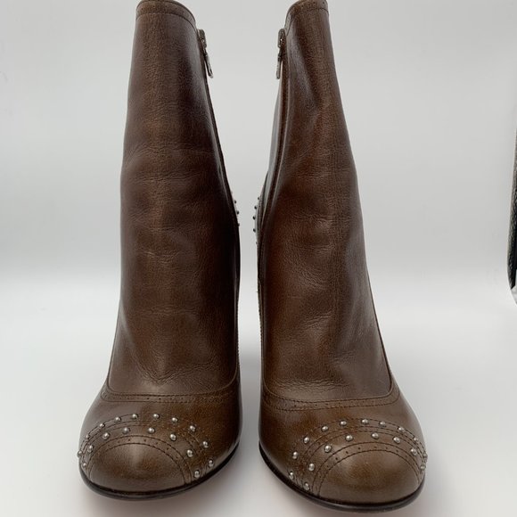 Prada Tamna Studded Ankle Boots Size 41 Hazelnut Brown NWT - Picture 4 of 7
